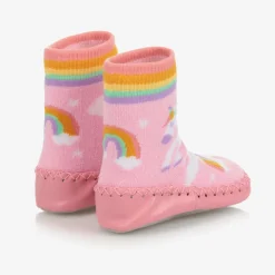 Girls Pink Unicorn Slipper Socks