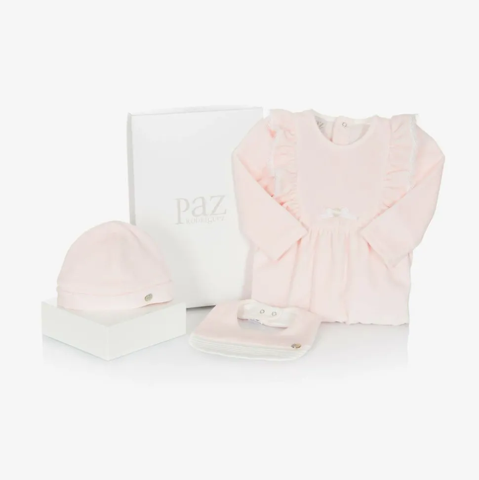 Girls Pink Velour Babysuit Set