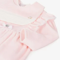 Girls Pink Velour Babysuit Set