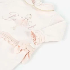 Girls Pink Velour Ballerina Babygrow