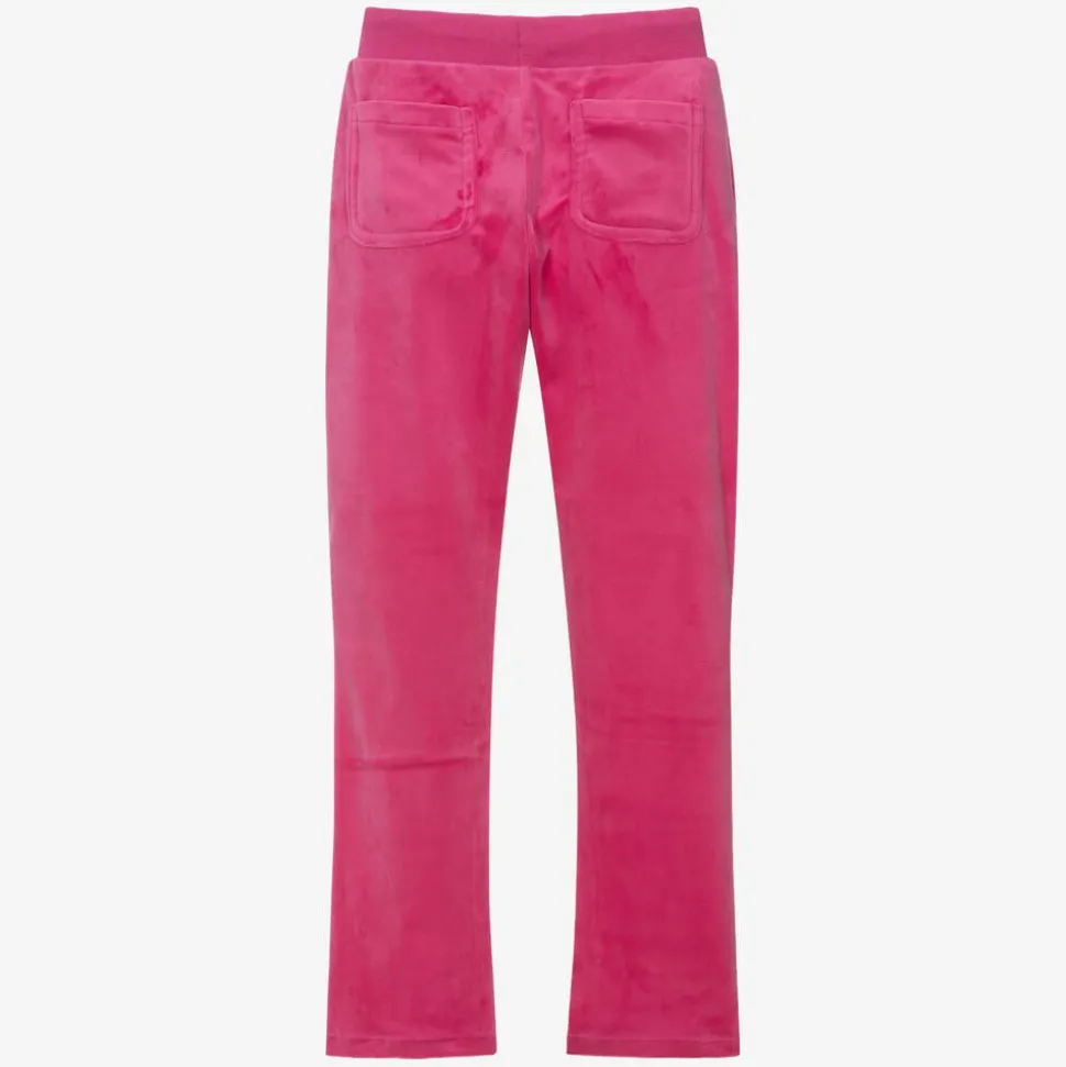 Girls Pink Velour Flared Joggers
