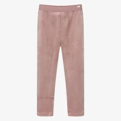Girls Pink Velour Leggings