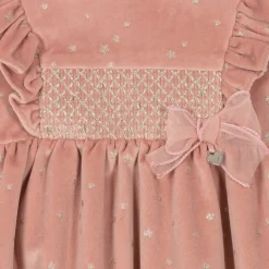 Girls Pink Velour Star Dress