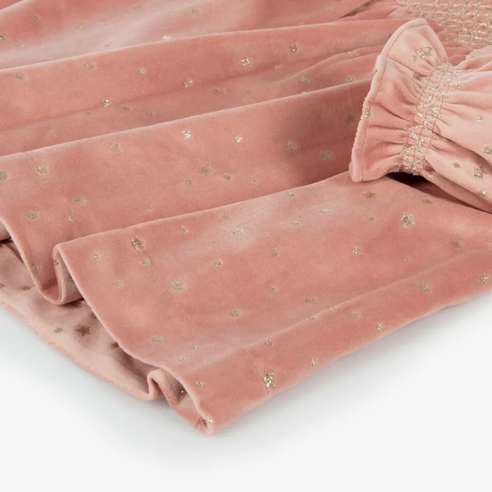 Girls Pink Velour Star Dress