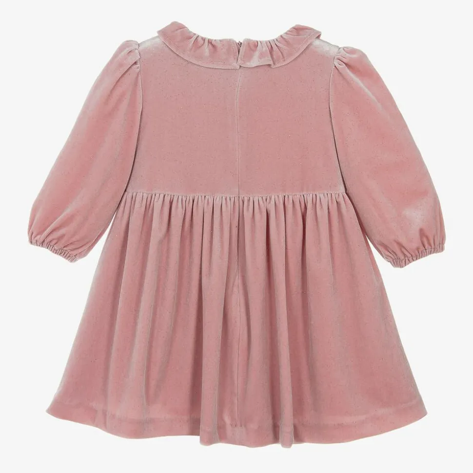 Girls Pink Velvet Sparkle Dress