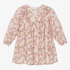 Girls Pink Viscose Floral Dress