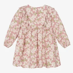 Girls Pink Viscose Floral Dress