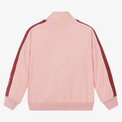 Girls Pink Viscose Half-Zip Sweatshirt