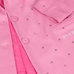 Girls Pink Viscose Rhinestone Blazer