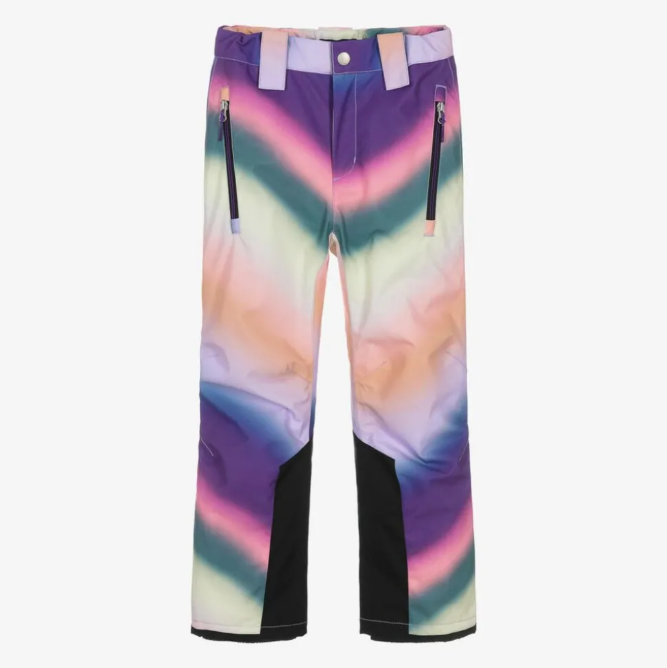 Girls Pink Wavy Rainbow Ski Trousers