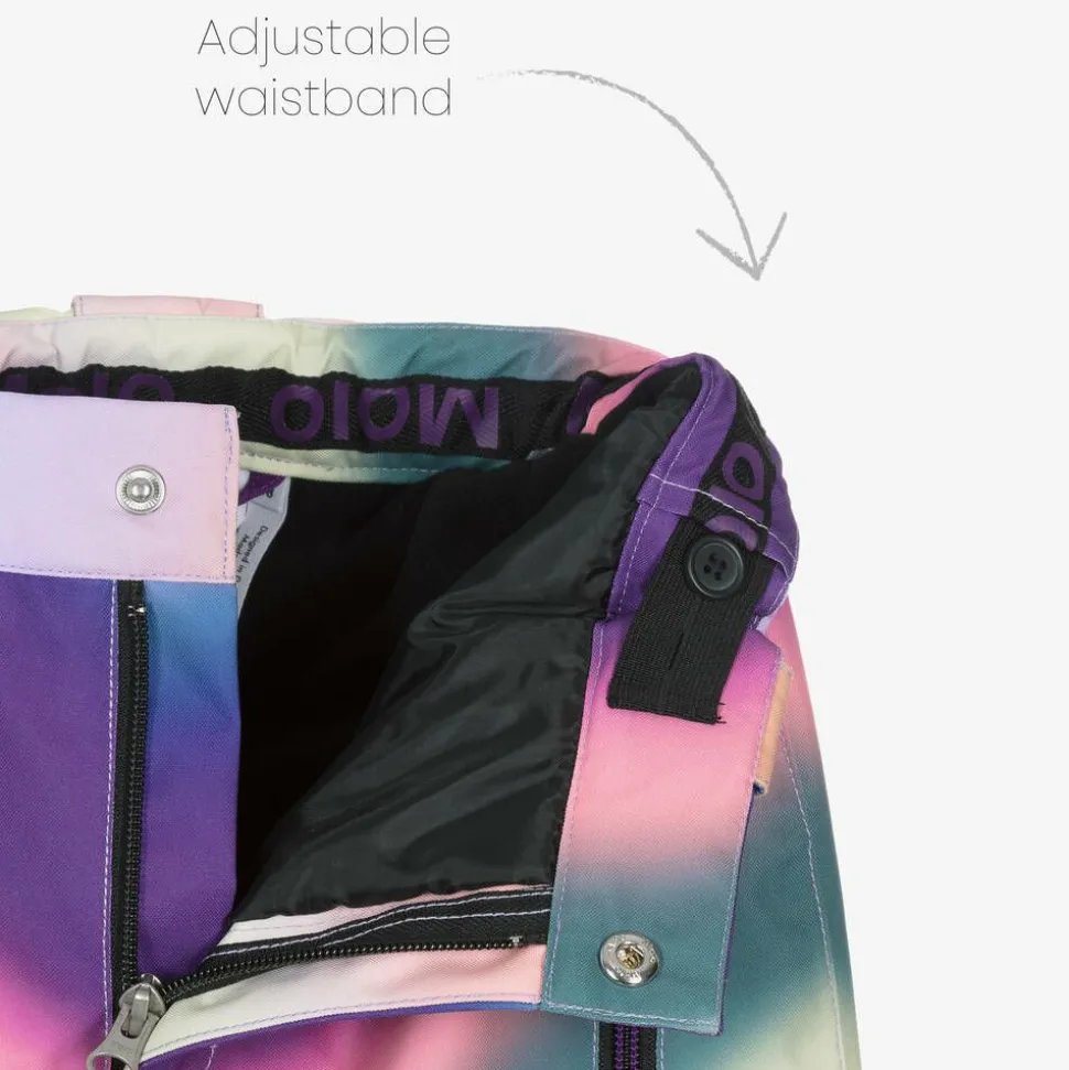 Girls Pink Wavy Rainbow Ski Trousers