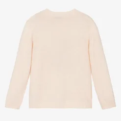 Girls Pink Wool & Cashmere Deer Sweater