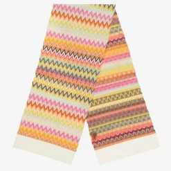 Girls Pink Wool Knit Zigzag Scarf