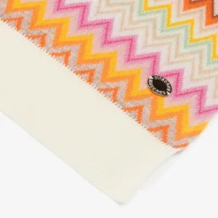 Girls Pink Wool Knit Zigzag Scarf