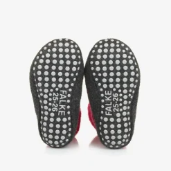 Girls Pink Wool Slipper Socks