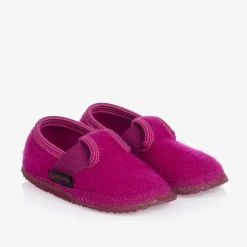 Girls Pink Wool Slippers