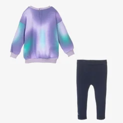 Girls Purple & Blue Cotton Leggings Set