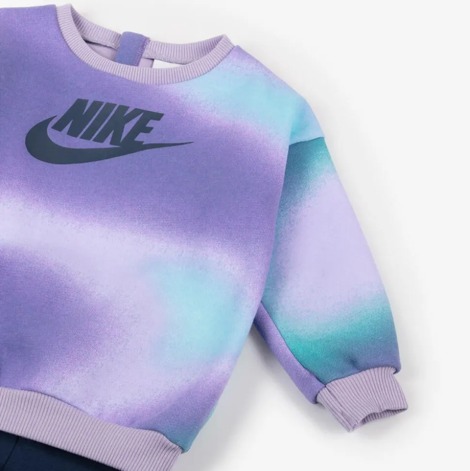 Girls Purple & Blue Cotton Leggings Set