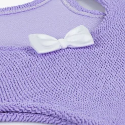 Girls Purple Bow Crinkle Swimsuit