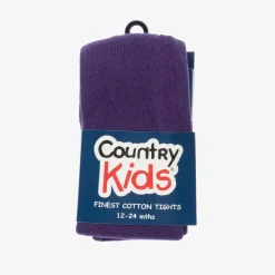 Girls Purple Cotton Knitted Tights