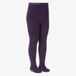 Girls Purple Cotton Knitted Tights