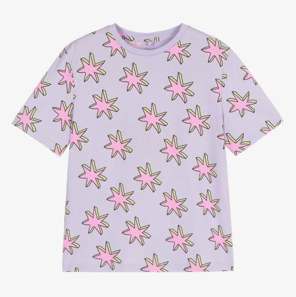 Girls Purple Cotton Star T-Shirt