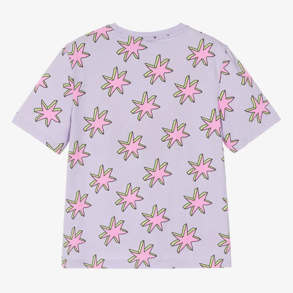 Girls Purple Cotton Star T-Shirt