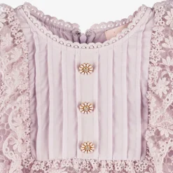 Girls Purple Guipure Floral Lace Dress