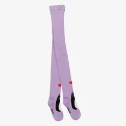 Girls Purple Organic Cotton Cat Tights
