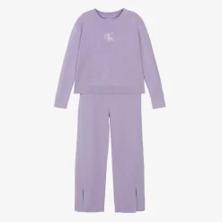 Girls Purple Organic Cotton Knitted Tracksuit