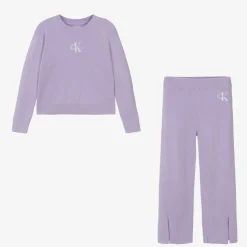 Girls Purple Organic Cotton Knitted Tracksuit