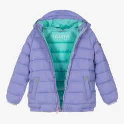 Girls Purple Packable Puffer Jacket