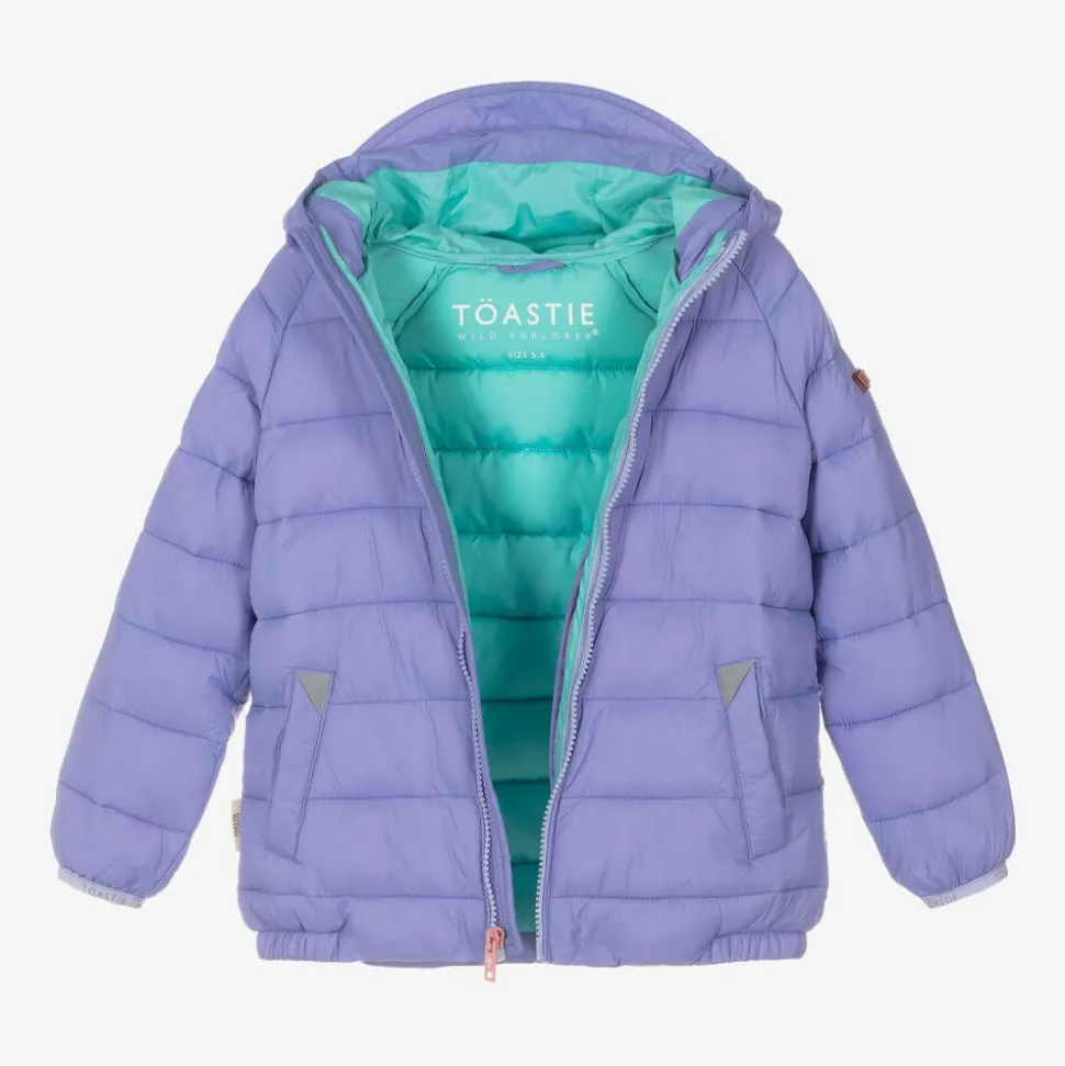 Girls Purple Packable Puffer Jacket