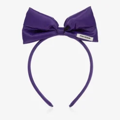 Girls Purple Satin Bow Hairband