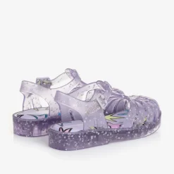 Girls Purple Star Glitter Jelly Sandals