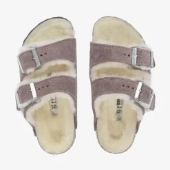 Girls Purple Suede & Shearling Sandals