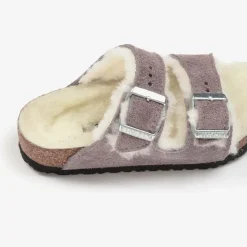 Girls Purple Suede & Shearling Sandals