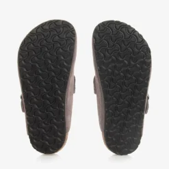 Girls Purple Suede Leather Clog Sandals