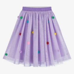 Girls Purple Tulle Pom-Pom Skirt