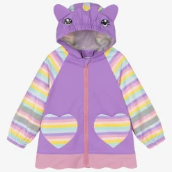 Girls Purple Unicorn Raincoat
