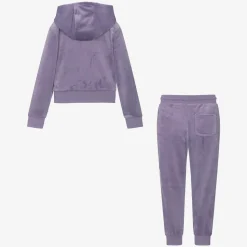 Girls Purple Velour Tracksuit