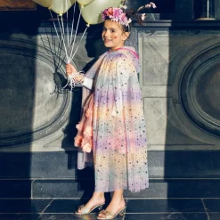 Girls Rainbow Tulle Star Cape Costume