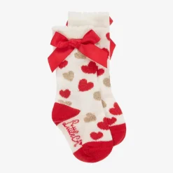 Girls Red & Ivory Cotton Socks