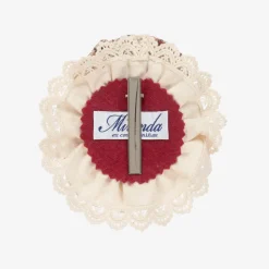 Girls Red & Ivory Lace Rosette Hairband