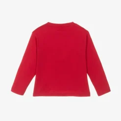 Girls Red Cotton Festive Top