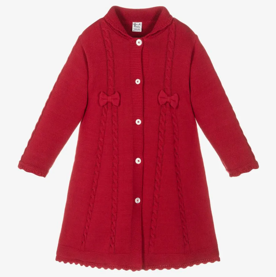 Girls Red Cotton Knit Coat
