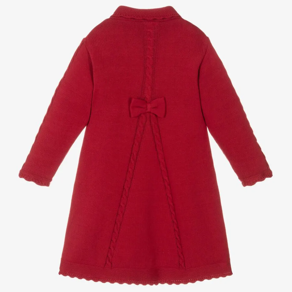 Girls Red Cotton Knit Coat