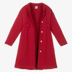 Girls Red Cotton Knit Coat
