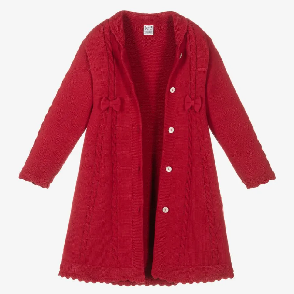 Girls Red Cotton Knit Coat
