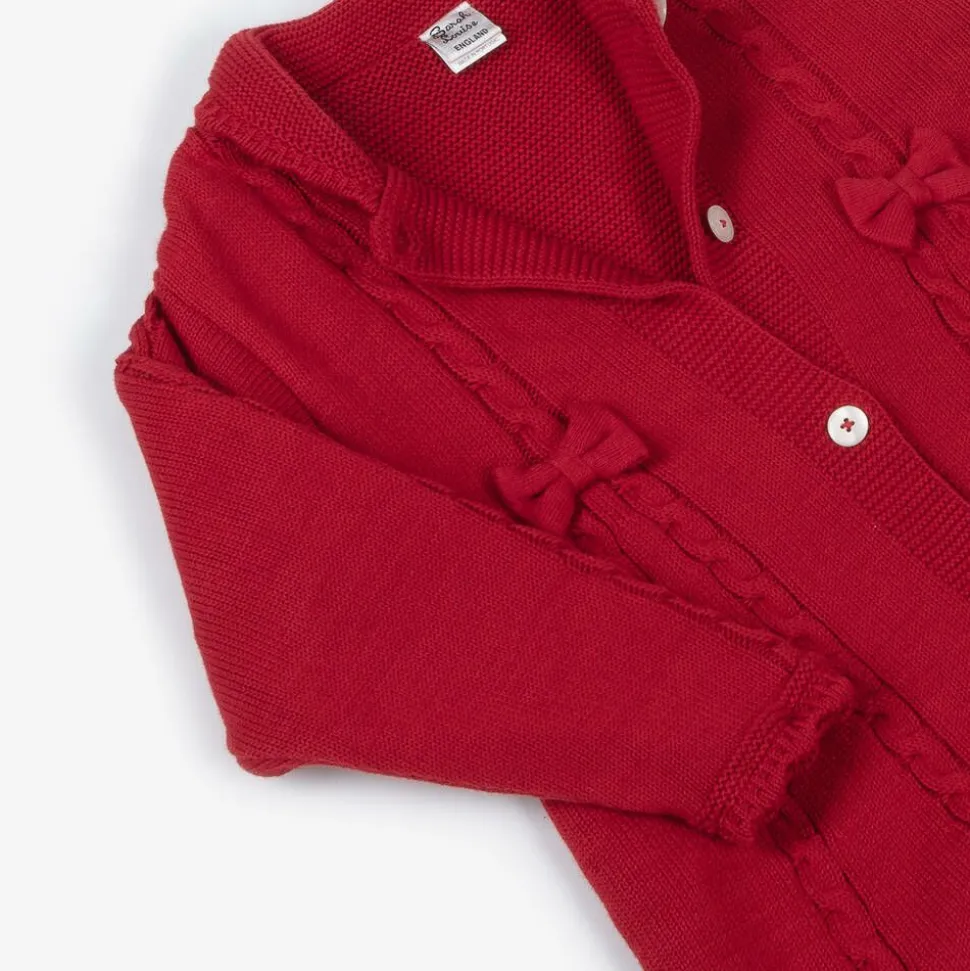 Girls Red Cotton Knit Coat